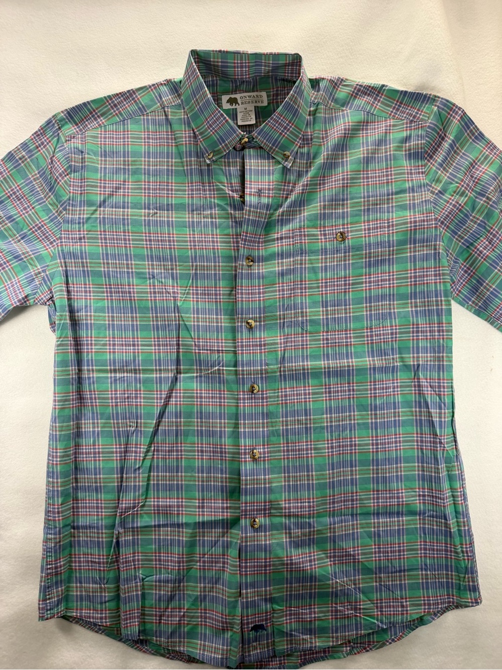 Onward Reserve Men's Green Plaid Short-Sleeve Button-Down Shirt